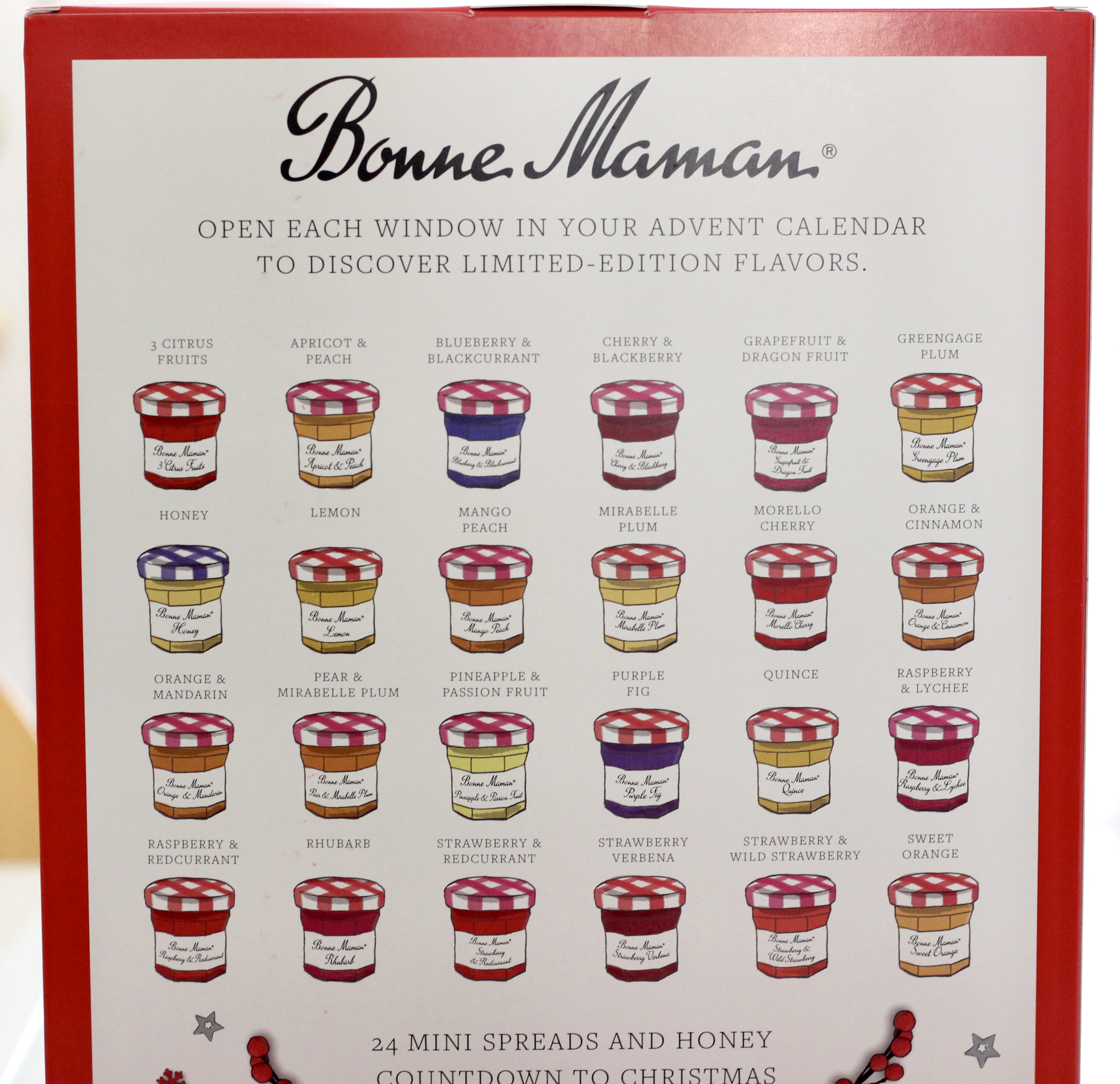 Bonne Maman 2018 Advent Calendar back of calendar - The